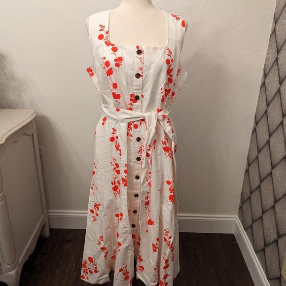 Ann Taylor Floral Button Flare Dress - Picture 5 of 12